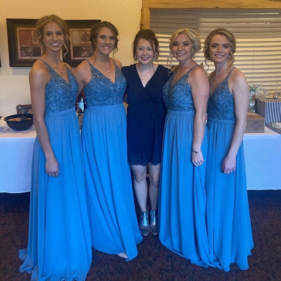 Kennedy Blue “Jasmine - Beaded” Bridesmaids Dress - Slate Blue - Picture 1 of 5